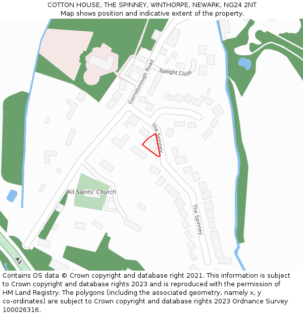 COTTON HOUSE, THE SPINNEY, WINTHORPE, NEWARK, NG24 2NT: Location map and indicative extent of plot