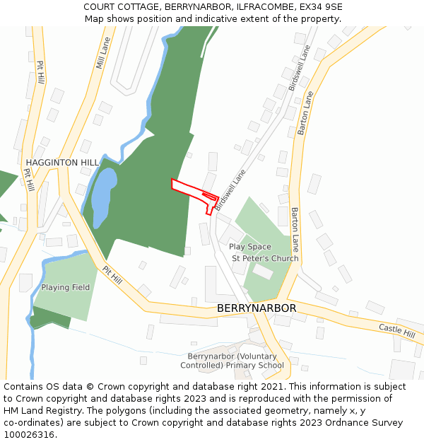 COURT COTTAGE, BERRYNARBOR, ILFRACOMBE, EX34 9SE: Location map and indicative extent of plot