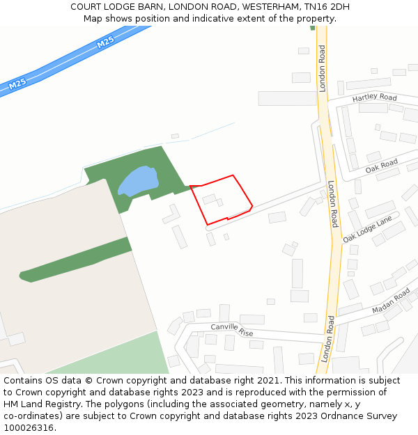 COURT LODGE BARN, LONDON ROAD, WESTERHAM, TN16 2DH: Location map and indicative extent of plot