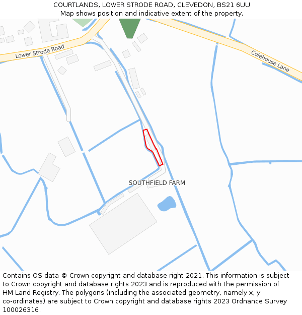 COURTLANDS, LOWER STRODE ROAD, CLEVEDON, BS21 6UU: Location map and indicative extent of plot