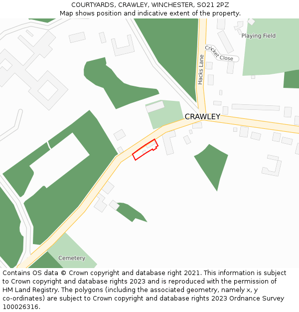 COURTYARDS, CRAWLEY, WINCHESTER, SO21 2PZ: Location map and indicative extent of plot