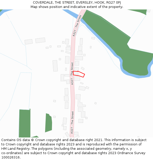 COVERDALE, THE STREET, EVERSLEY, HOOK, RG27 0PJ: Location map and indicative extent of plot
