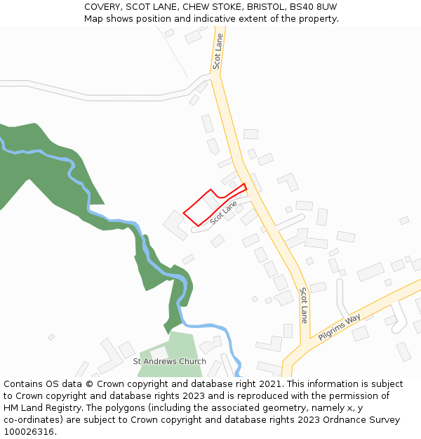 COVERY, SCOT LANE, CHEW STOKE, BRISTOL, BS40 8UW: Location map and indicative extent of plot