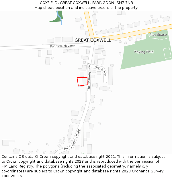 COXFIELD, GREAT COXWELL, FARINGDON, SN7 7NB: Location map and indicative extent of plot