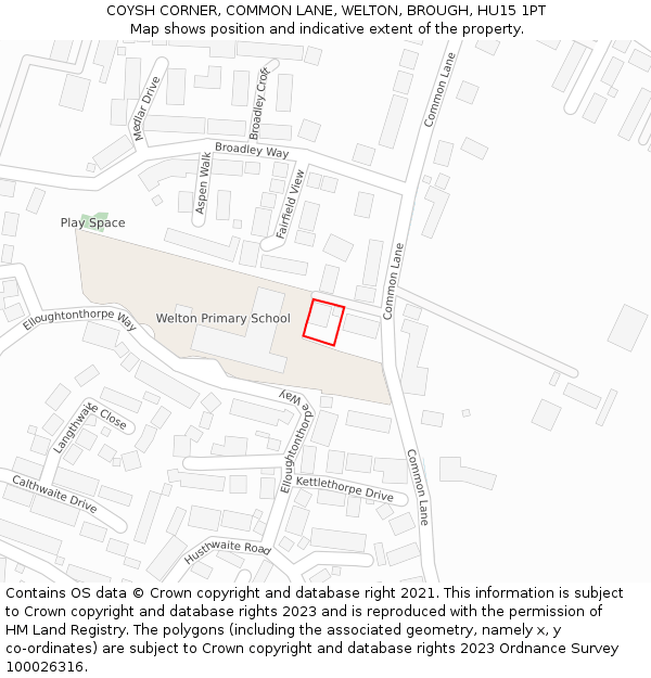 COYSH CORNER, COMMON LANE, WELTON, BROUGH, HU15 1PT: Location map and indicative extent of plot