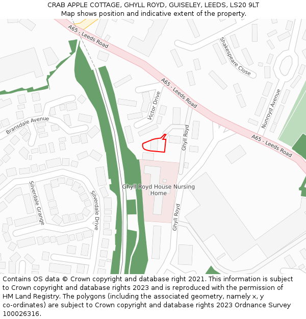 CRAB APPLE COTTAGE, GHYLL ROYD, GUISELEY, LEEDS, LS20 9LT: Location map and indicative extent of plot