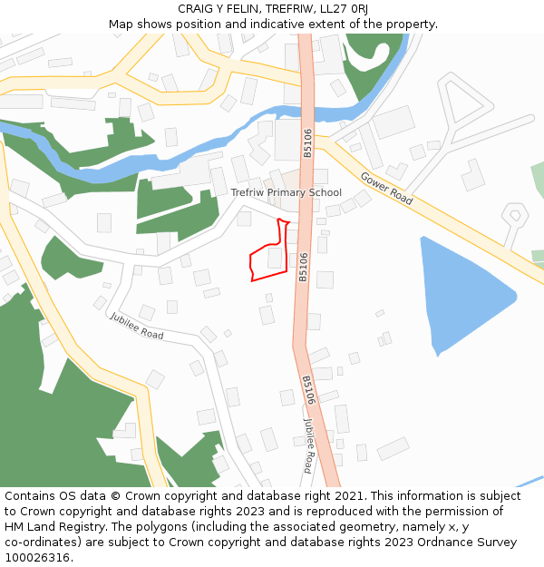 CRAIG Y FELIN, TREFRIW, LL27 0RJ: Location map and indicative extent of plot