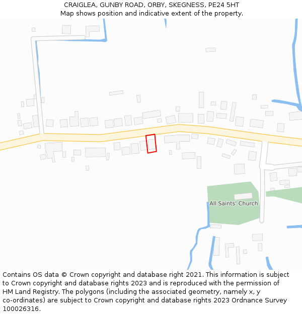 CRAIGLEA, GUNBY ROAD, ORBY, SKEGNESS, PE24 5HT: Location map and indicative extent of plot