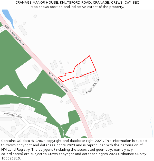 CRANAGE MANOR HOUSE, KNUTSFORD ROAD, CRANAGE, CREWE, CW4 8EQ: Location map and indicative extent of plot