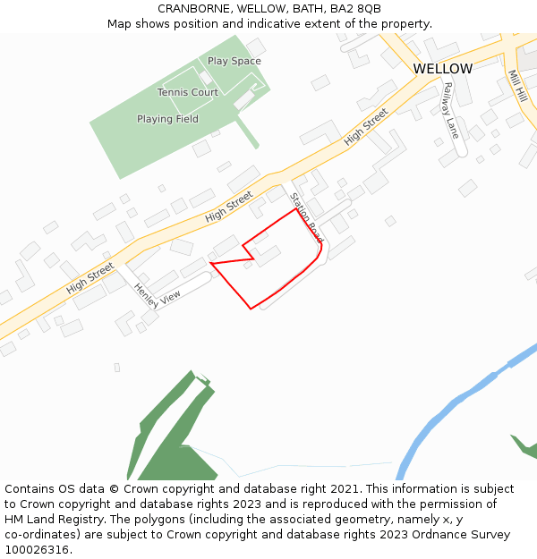 CRANBORNE, WELLOW, BATH, BA2 8QB: Location map and indicative extent of plot