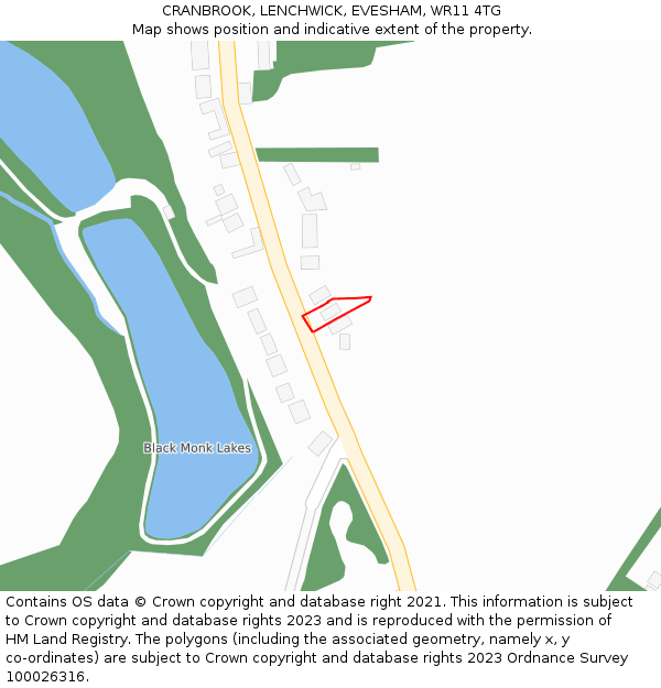 CRANBROOK, LENCHWICK, EVESHAM, WR11 4TG: Location map and indicative extent of plot