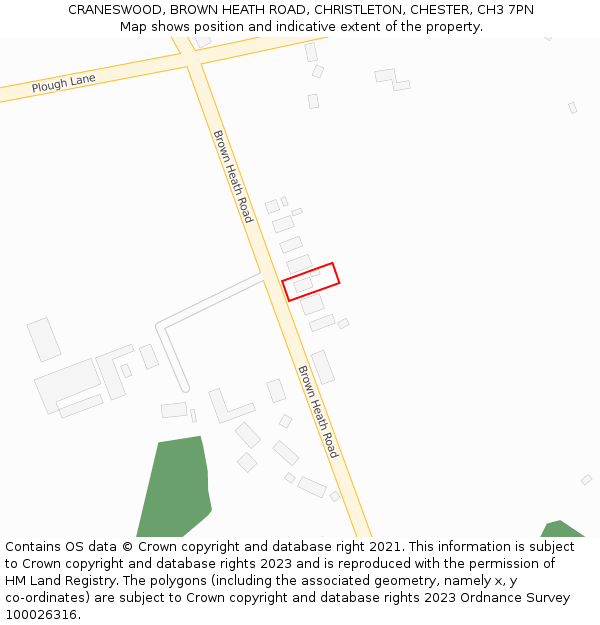 CRANESWOOD, BROWN HEATH ROAD, CHRISTLETON, CHESTER, CH3 7PN: Location map and indicative extent of plot