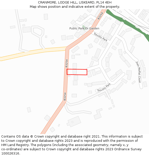 CRANMORE, LODGE HILL, LISKEARD, PL14 4EH: Location map and indicative extent of plot