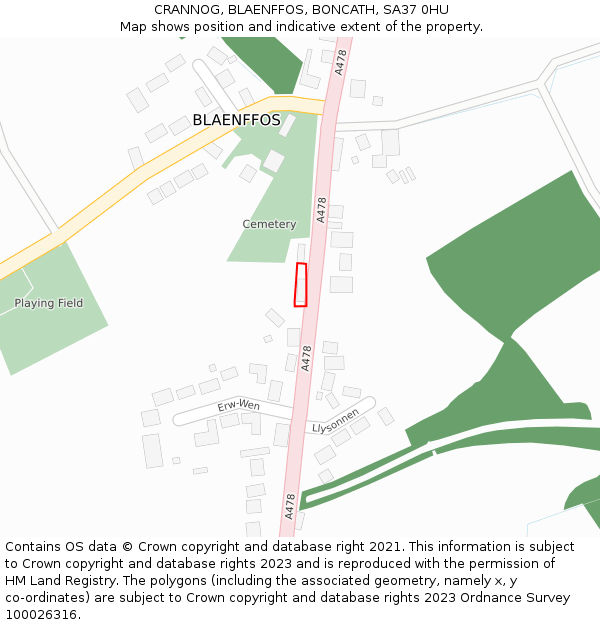 CRANNOG, BLAENFFOS, BONCATH, SA37 0HU: Location map and indicative extent of plot