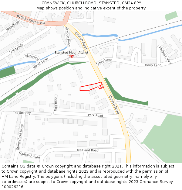 CRANSWICK, CHURCH ROAD, STANSTED, CM24 8PY: Location map and indicative extent of plot