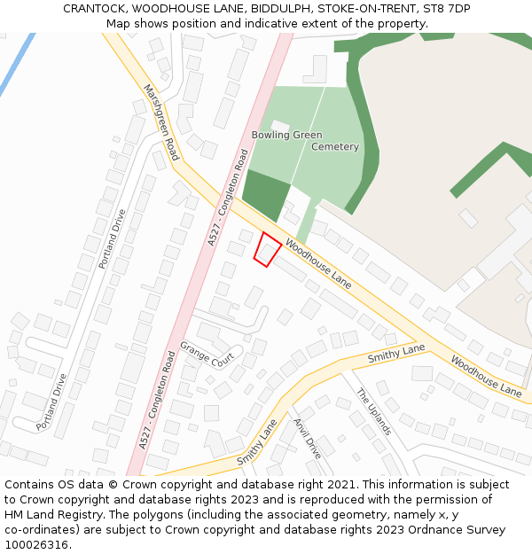 CRANTOCK, WOODHOUSE LANE, BIDDULPH, STOKE-ON-TRENT, ST8 7DP: Location map and indicative extent of plot