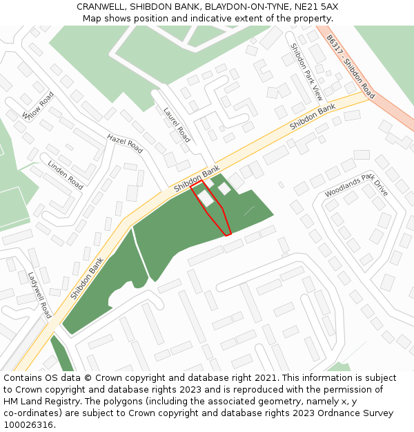CRANWELL, SHIBDON BANK, BLAYDON-ON-TYNE, NE21 5AX: Location map and indicative extent of plot