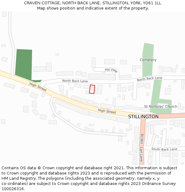 CRAVEN COTTAGE, NORTH BACK LANE, STILLINGTON, YORK, YO61 1LL: Location map and indicative extent of plot