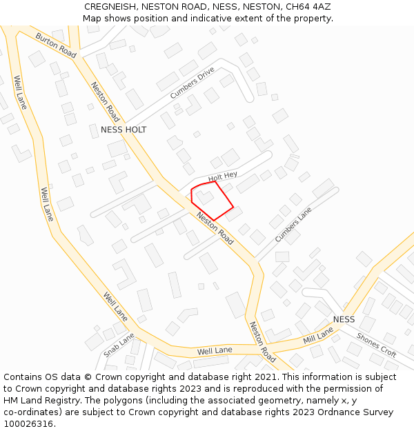 CREGNEISH, NESTON ROAD, NESS, NESTON, CH64 4AZ: Location map and indicative extent of plot