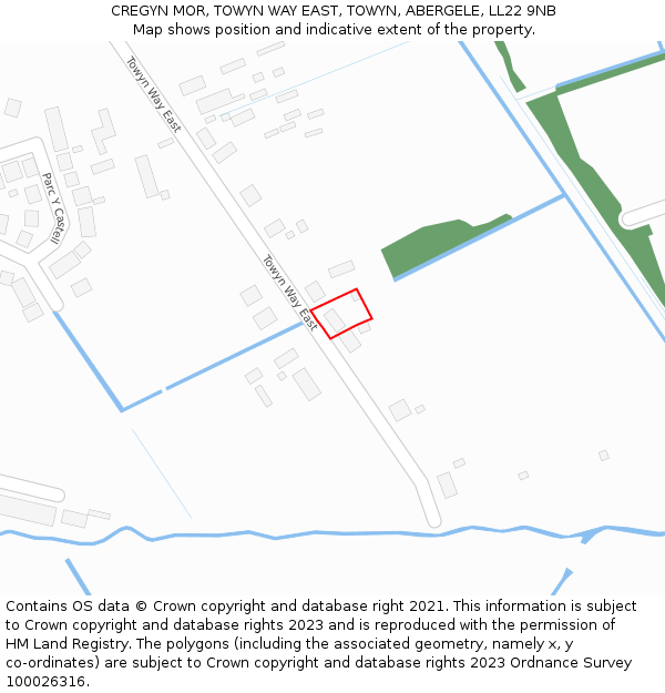 CREGYN MOR, TOWYN WAY EAST, TOWYN, ABERGELE, LL22 9NB: Location map and indicative extent of plot