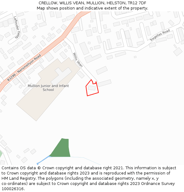 CRELLOW, WILLIS VEAN, MULLION, HELSTON, TR12 7DF: Location map and indicative extent of plot