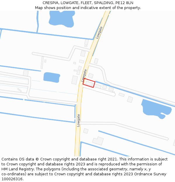 CRESPIA, LOWGATE, FLEET, SPALDING, PE12 8LN: Location map and indicative extent of plot