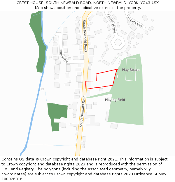 CREST HOUSE, SOUTH NEWBALD ROAD, NORTH NEWBALD, YORK, YO43 4SX: Location map and indicative extent of plot