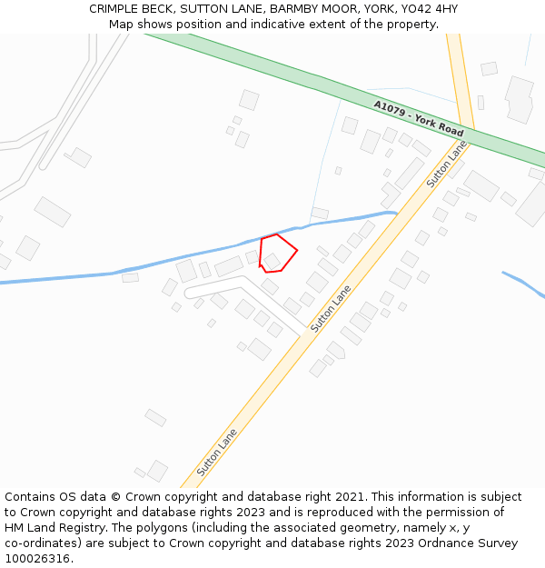 CRIMPLE BECK, SUTTON LANE, BARMBY MOOR, YORK, YO42 4HY: Location map and indicative extent of plot