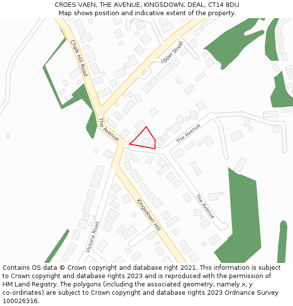 CROES VAEN, THE AVENUE, KINGSDOWN, DEAL, CT14 8DU: Location map and indicative extent of plot