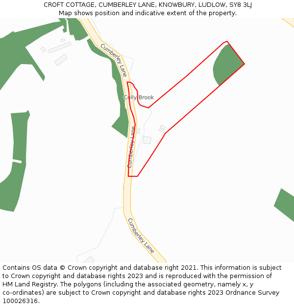 CROFT COTTAGE, CUMBERLEY LANE, KNOWBURY, LUDLOW, SY8 3LJ: Location map and indicative extent of plot