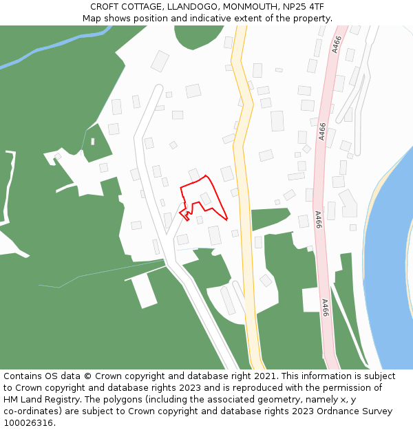 CROFT COTTAGE, LLANDOGO, MONMOUTH, NP25 4TF: Location map and indicative extent of plot