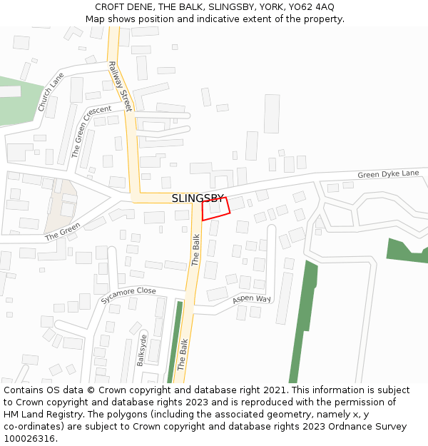 CROFT DENE, THE BALK, SLINGSBY, YORK, YO62 4AQ: Location map and indicative extent of plot