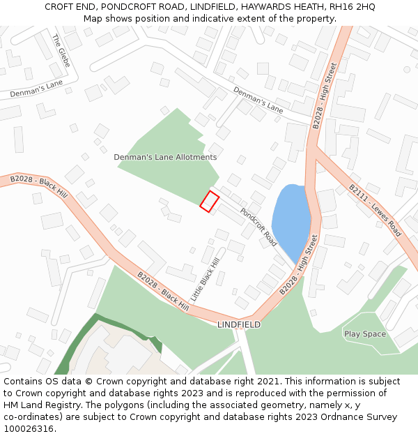 CROFT END, PONDCROFT ROAD, LINDFIELD, HAYWARDS HEATH, RH16 2HQ: Location map and indicative extent of plot