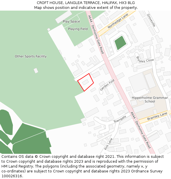 CROFT HOUSE, LANGLEA TERRACE, HALIFAX, HX3 8LG: Location map and indicative extent of plot