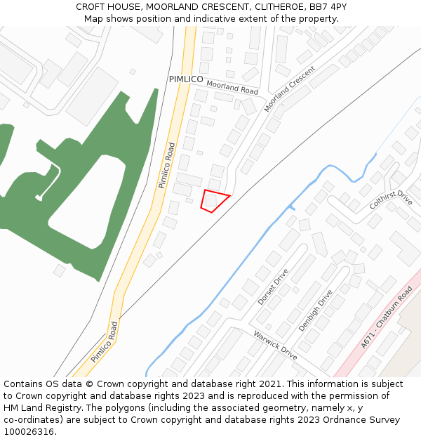 CROFT HOUSE, MOORLAND CRESCENT, CLITHEROE, BB7 4PY: Location map and indicative extent of plot