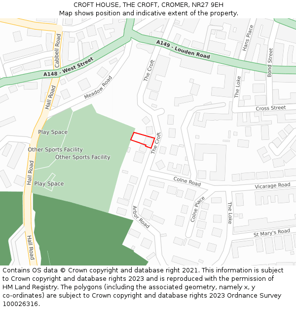 CROFT HOUSE, THE CROFT, CROMER, NR27 9EH: Location map and indicative extent of plot