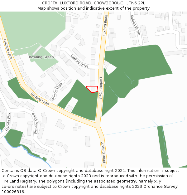 CROFTA, LUXFORD ROAD, CROWBOROUGH, TN6 2PL: Location map and indicative extent of plot