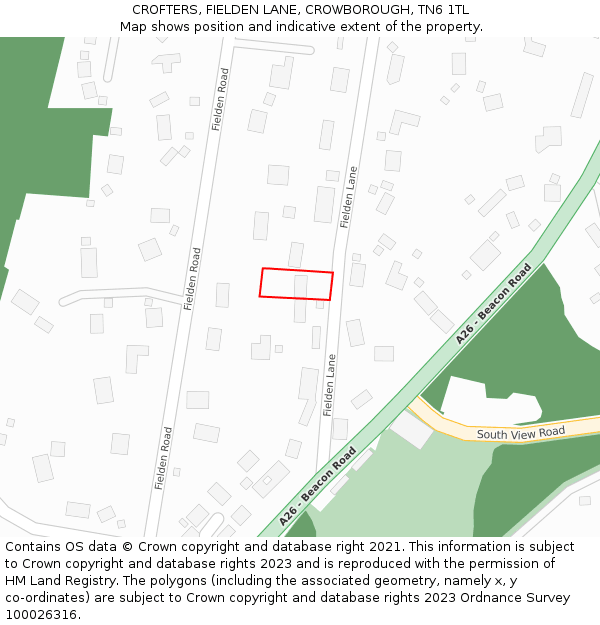 CROFTERS, FIELDEN LANE, CROWBOROUGH, TN6 1TL: Location map and indicative extent of plot