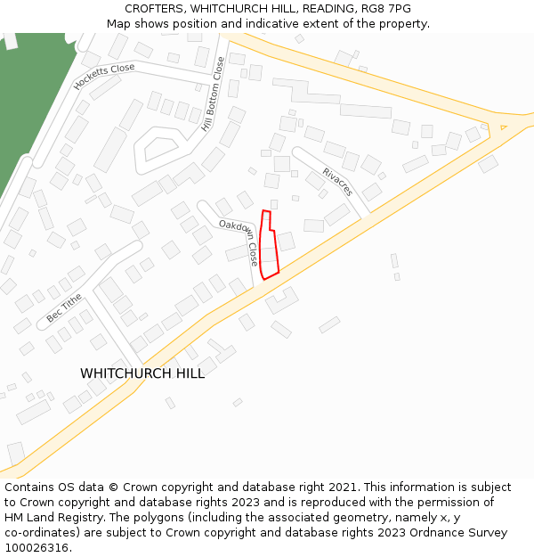 CROFTERS, WHITCHURCH HILL, READING, RG8 7PG: Location map and indicative extent of plot