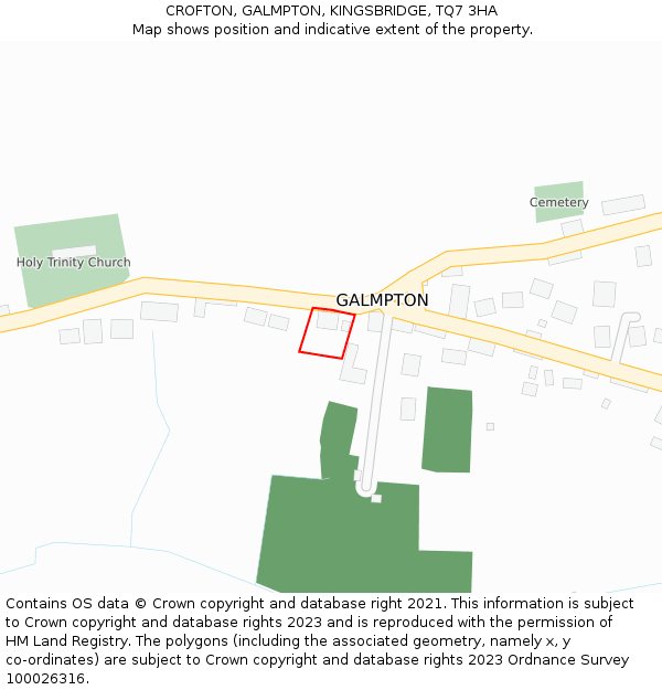 CROFTON, GALMPTON, KINGSBRIDGE, TQ7 3HA: Location map and indicative extent of plot