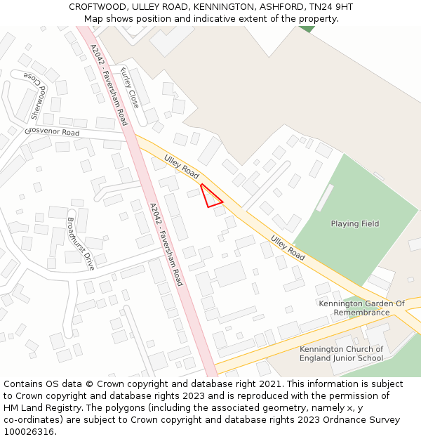 CROFTWOOD, ULLEY ROAD, KENNINGTON, ASHFORD, TN24 9HT: Location map and indicative extent of plot