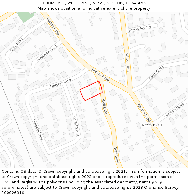 CROMDALE, WELL LANE, NESS, NESTON, CH64 4AN: Location map and indicative extent of plot