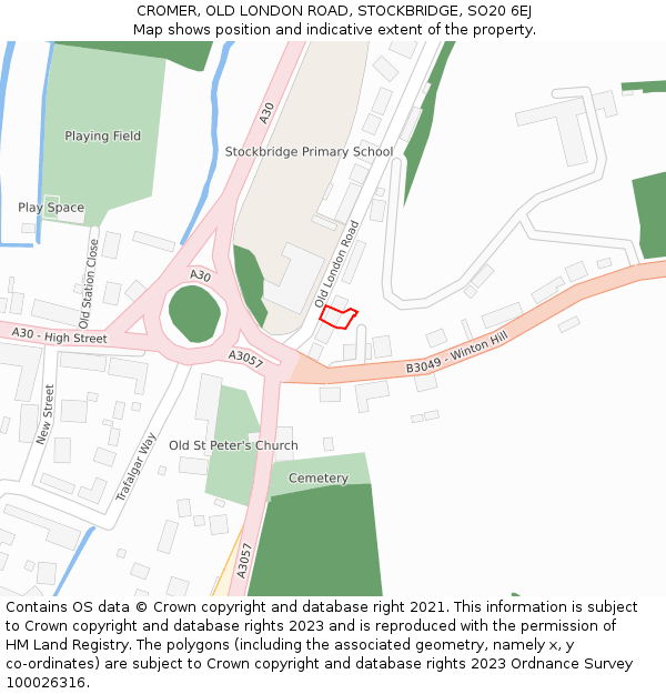 CROMER, OLD LONDON ROAD, STOCKBRIDGE, SO20 6EJ: Location map and indicative extent of plot