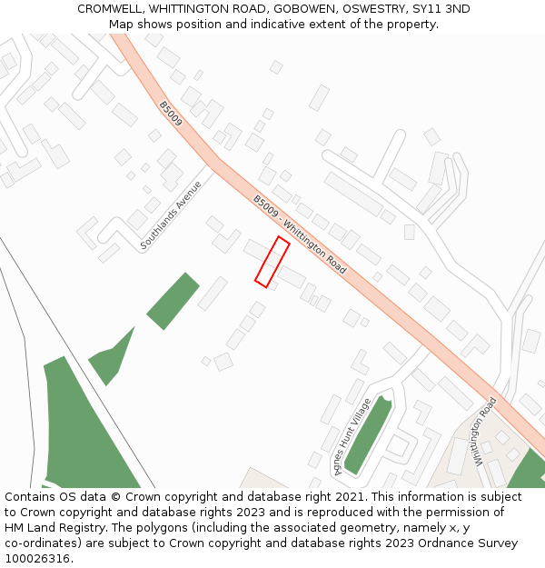 CROMWELL, WHITTINGTON ROAD, GOBOWEN, OSWESTRY, SY11 3ND: Location map and indicative extent of plot