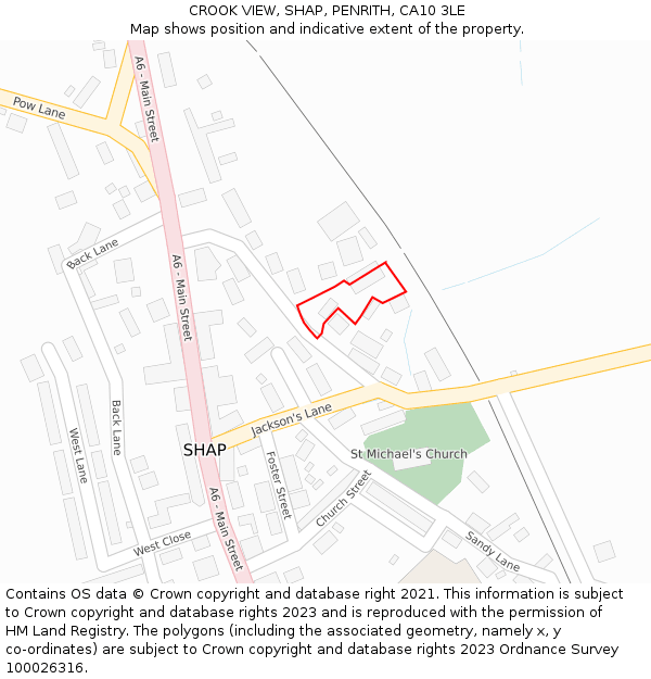 CROOK VIEW, SHAP, PENRITH, CA10 3LE: Location map and indicative extent of plot