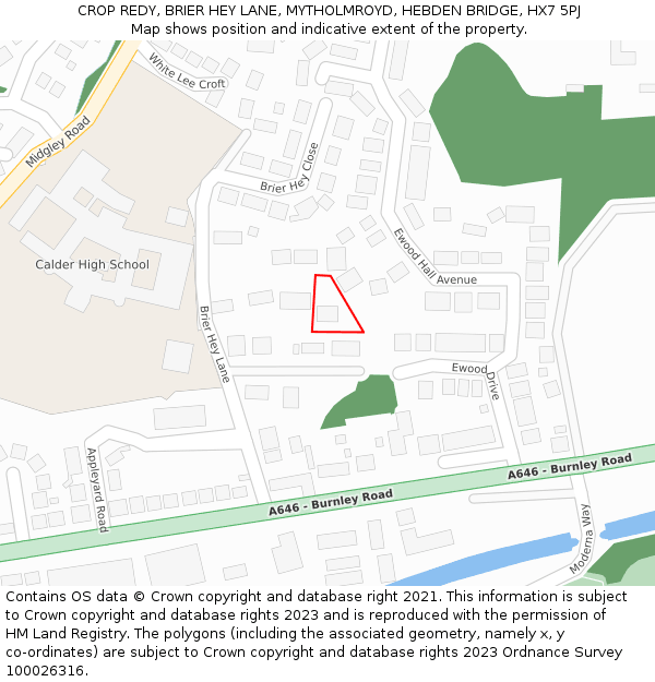 CROP REDY, BRIER HEY LANE, MYTHOLMROYD, HEBDEN BRIDGE, HX7 5PJ: Location map and indicative extent of plot