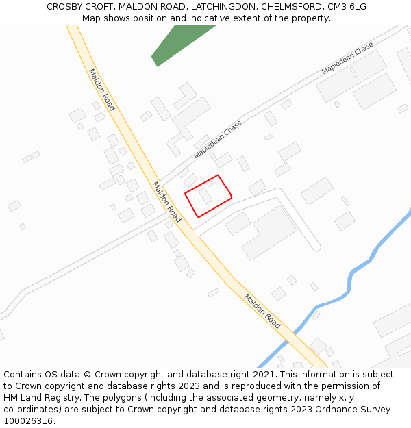 CROSBY CROFT, MALDON ROAD, LATCHINGDON, CHELMSFORD, CM3 6LG: Location map and indicative extent of plot