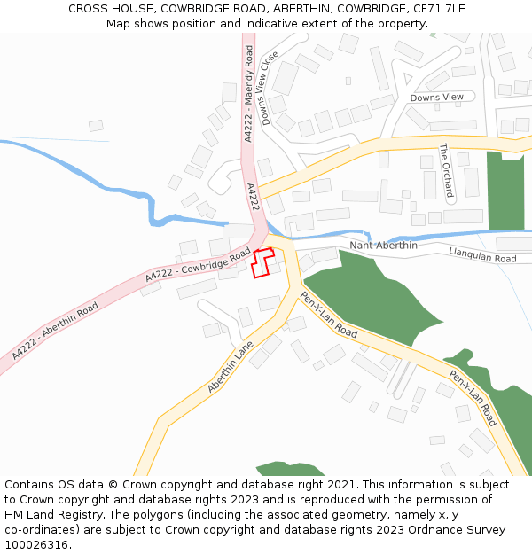 CROSS HOUSE, COWBRIDGE ROAD, ABERTHIN, COWBRIDGE, CF71 7LE: Location map and indicative extent of plot