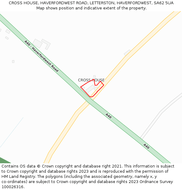 CROSS HOUSE, HAVERFORDWEST ROAD, LETTERSTON, HAVERFORDWEST, SA62 5UA: Location map and indicative extent of plot