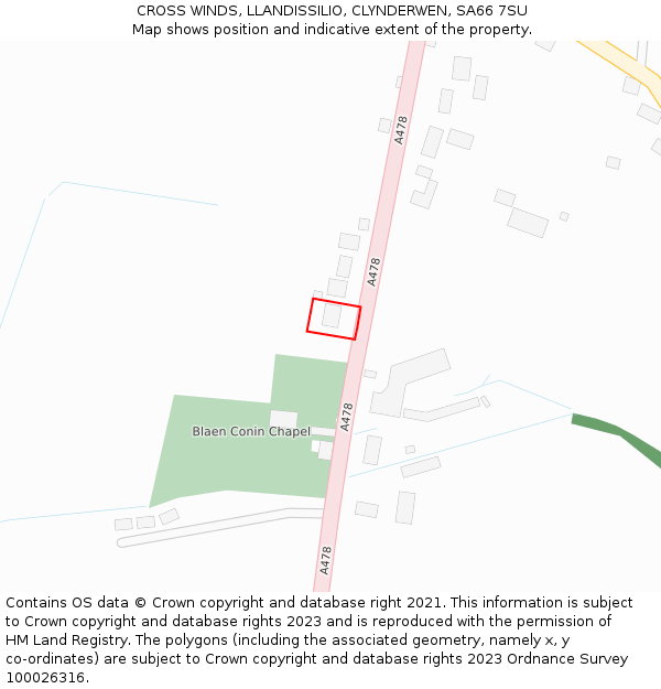 CROSS WINDS, LLANDISSILIO, CLYNDERWEN, SA66 7SU: Location map and indicative extent of plot